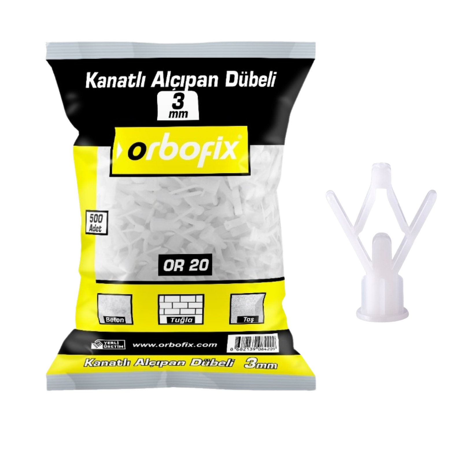 ORBOFİX KANATLI ALÇIPAN DÜBELİ 2MM (500LÜ)